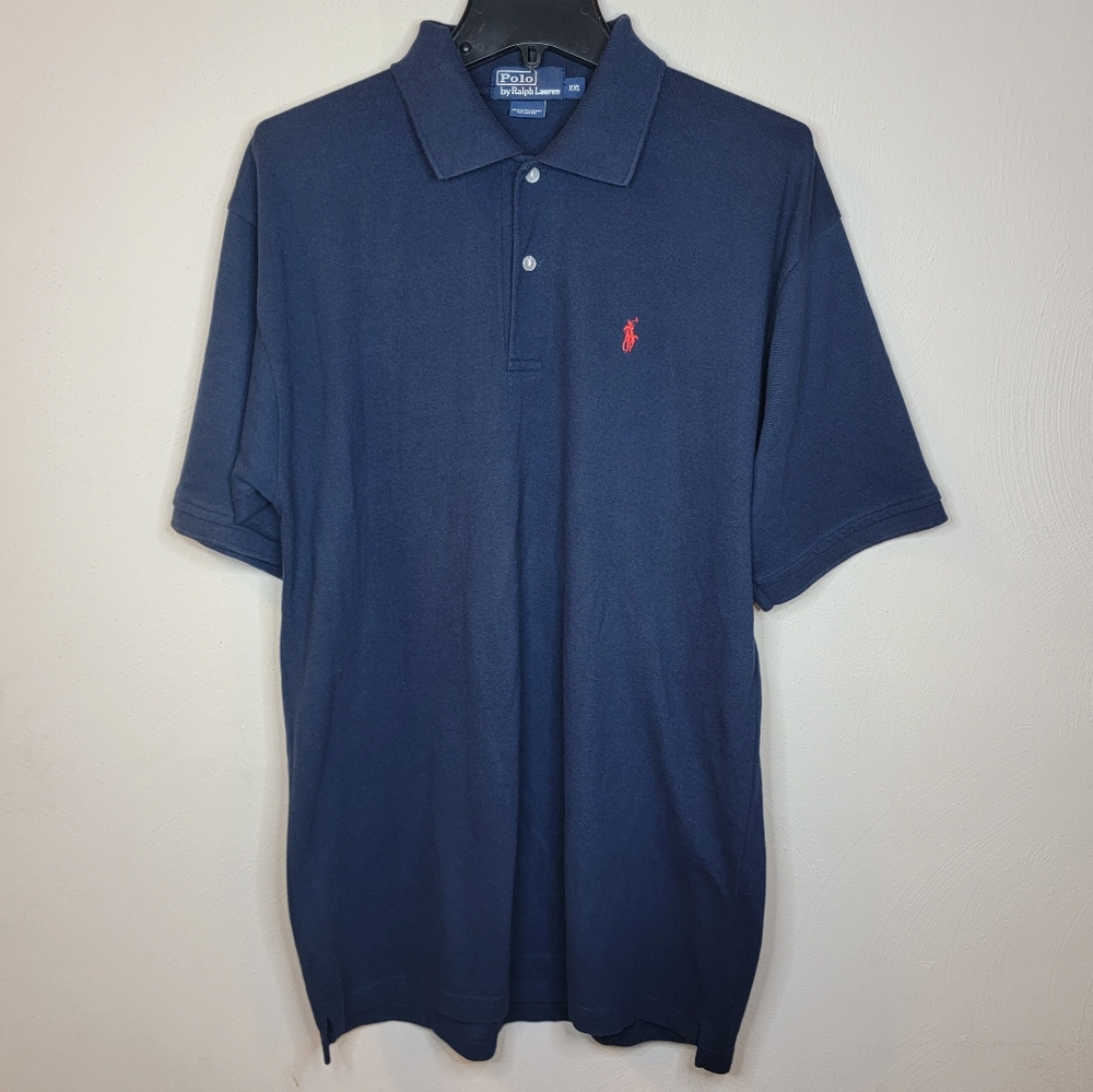 Polo Ralph Lauren Mens Shirt Small Blue Anchor Print Golf Short Sleeve Nautical
